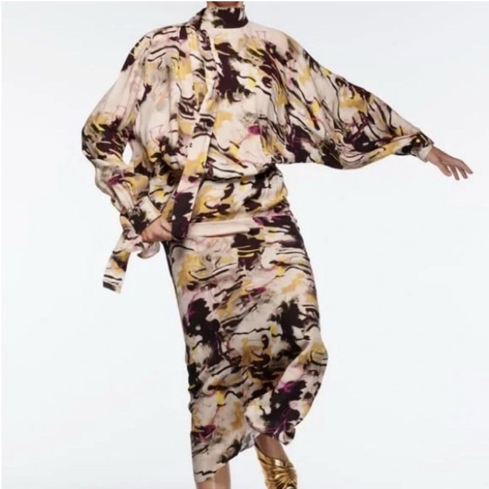 Zara Multicolor Abstract Midi Dress